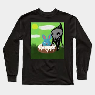 alien wants rabbit donut Long Sleeve T-Shirt